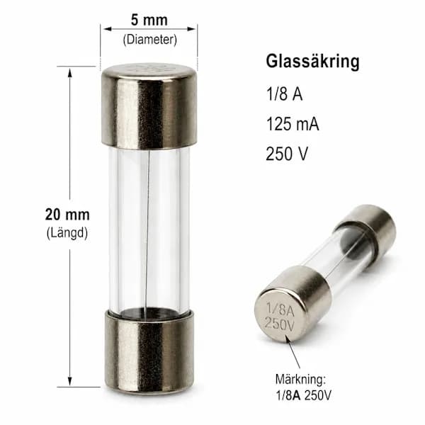 Säkring 1/8A 20 mm