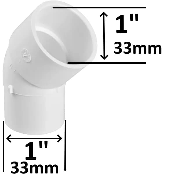 PVC Vinkel 45° 1 M/F