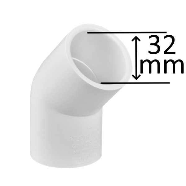 PVC Böj 45° 32mm F/F för spabad