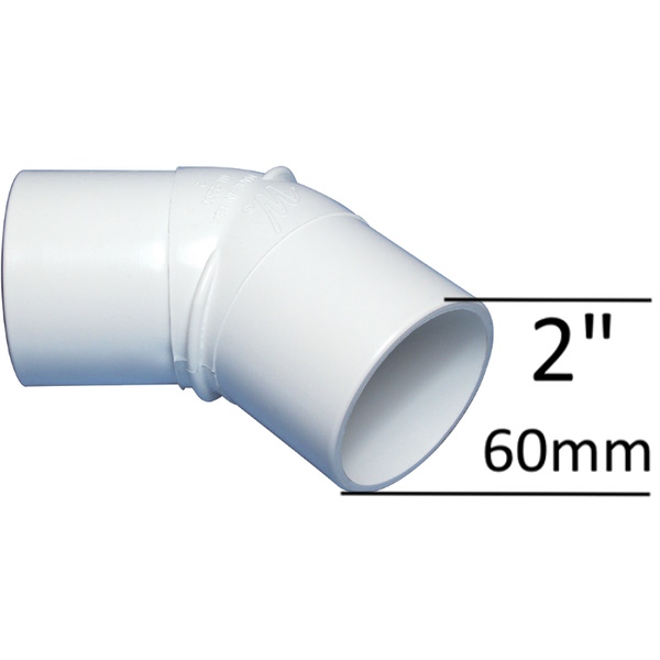 PVC Vinkel 45° 2” M/M för spabad