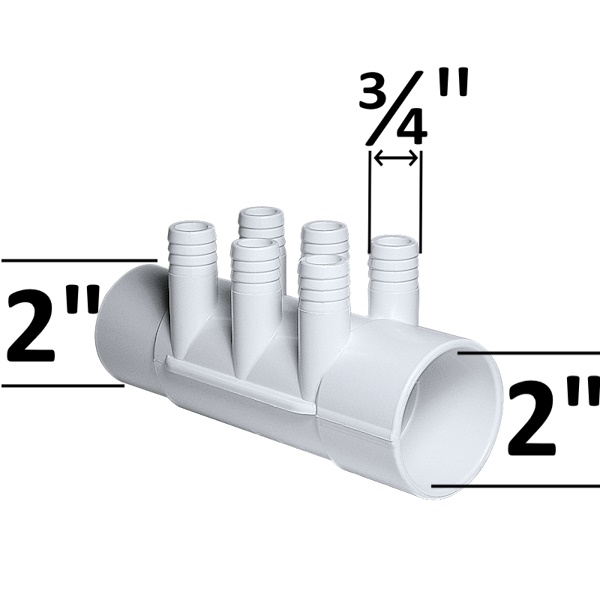 Fördelare 2" 6P M/F PVC grenrör används för att ansluta pumprören till vatten- eller luftstrålrören