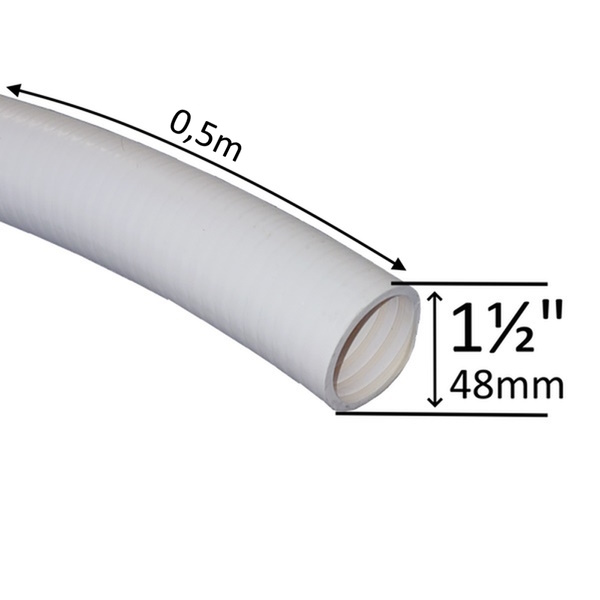 Poolslang PVC 1,5 tum längd 0,5 meter